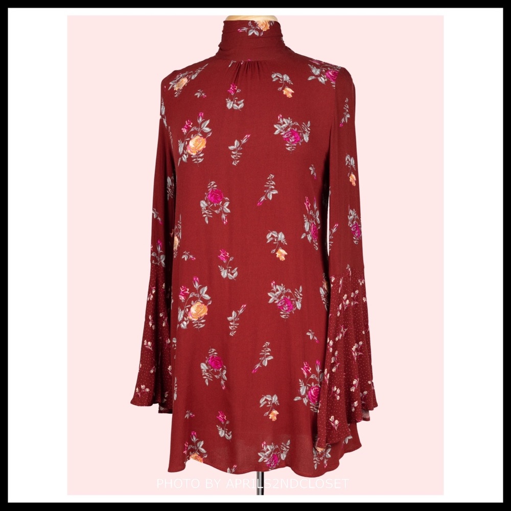 FREE PEOPLE BOHO FLOWY MINI TUNIC BOHEMIAN PRINT DRESS A3C - Picture 13 of 16